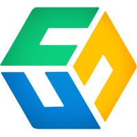 a green, yellow, and blue logo